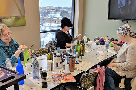 art therapy cancer patient group painting