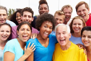 Stock Image of a multi-cultural group of happy people